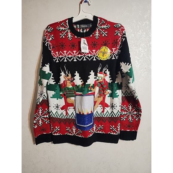 33 Degrees Kohl's Ugly Christmas Sweater with Drink Pocket Reindeer sz M - Picture 1 of 10
